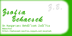 zsofia behacsek business card